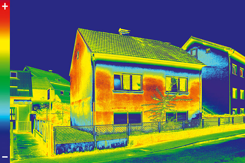 Infrared thermovision image showing lack of thermal insulation on House